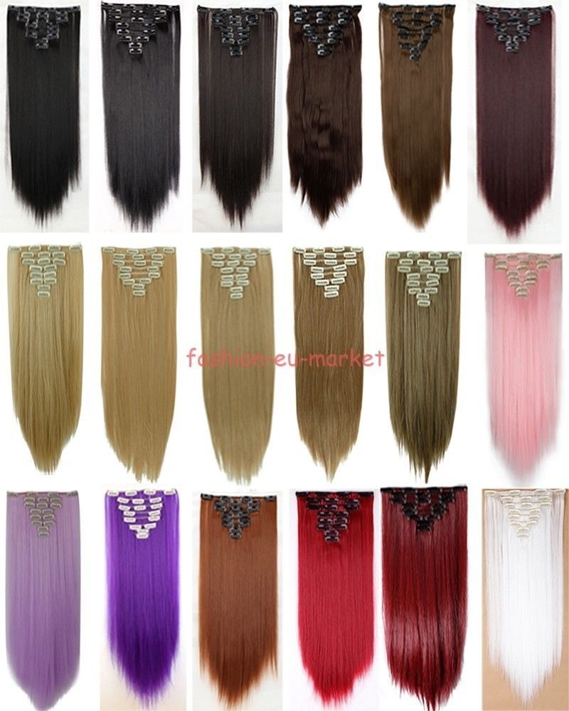 US Real 8PC 18 Clips Clip In Hair Extensions Hairpiece As Human Hair Extentions