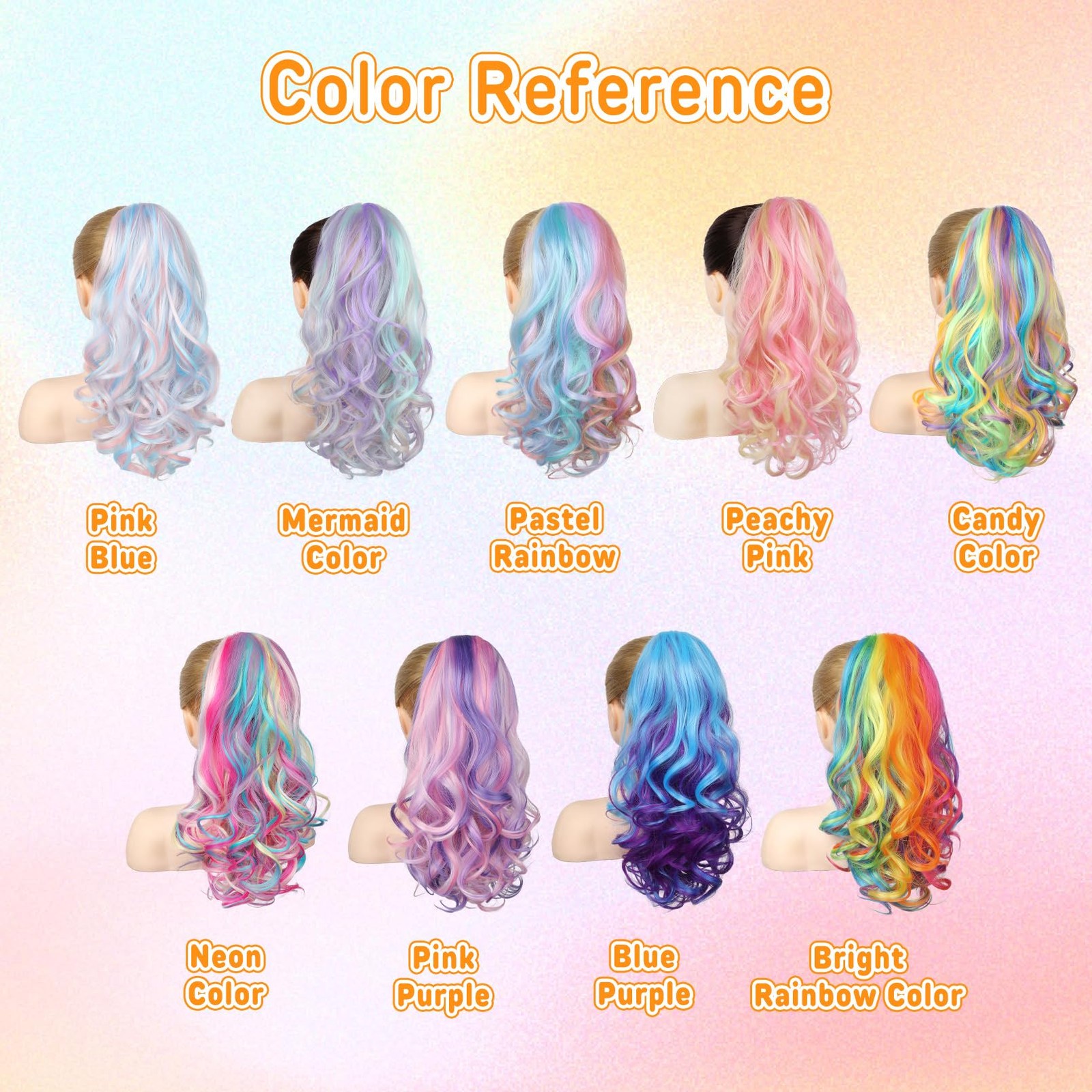 Seikea Ponytail Extension 18 Lightweight Wavy Curly Clip In Pony Tails Colored