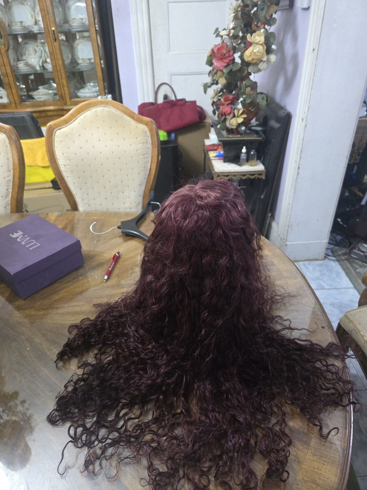 Luve Me 200 Density Dark Purple Water WaveHD 5×5 Lace Lace Glueless 24 In Wig