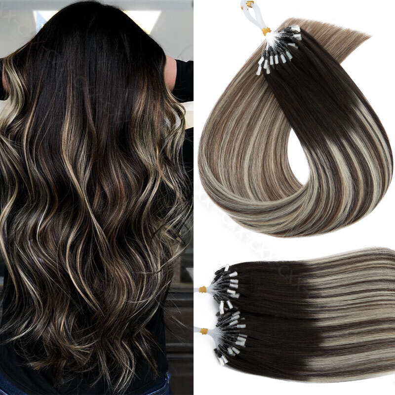 THICK Micro Ring Loop Tip Nano Beads Link Remy Human Hair Extensions Full Head W