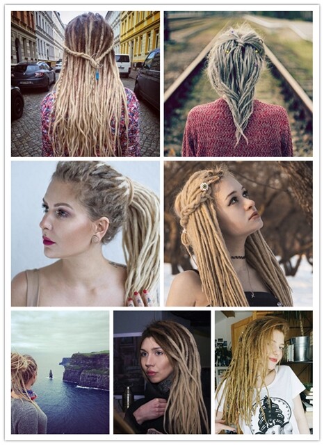 5PCS 20″ 24″ Dreadlocks Extension Single Ended Dreads Reggae Locs Crochet Braids