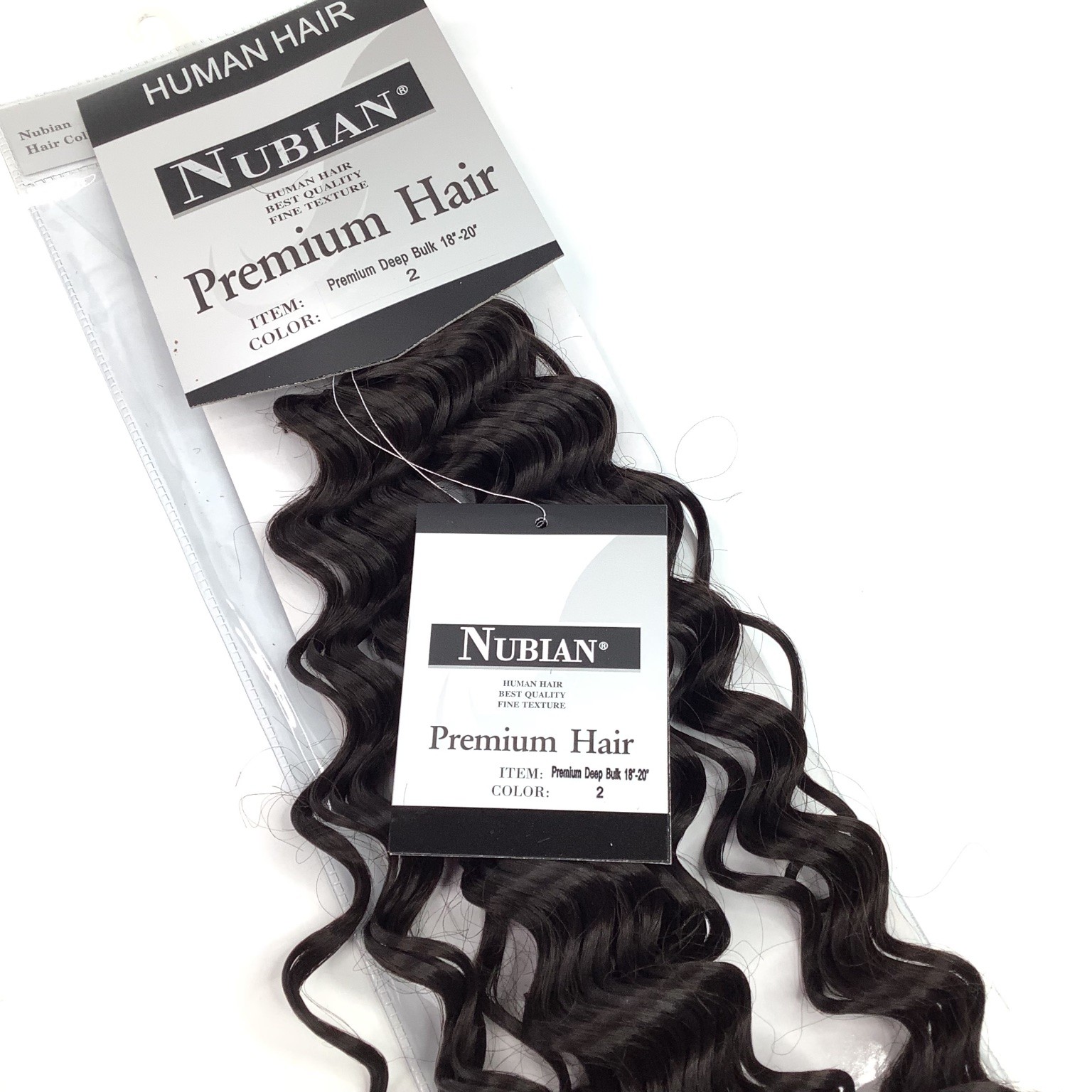 NUBIAN Premium Human Hair Extensions Deep Bulk 18-20″ Color 2 Wavy