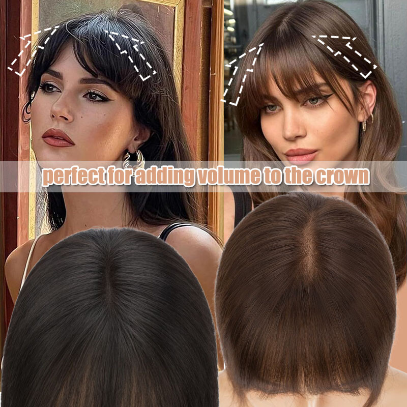 100% Remy Human Hair Topper Clip In Top Full Lace Base MONO Toupee Hairpiece US