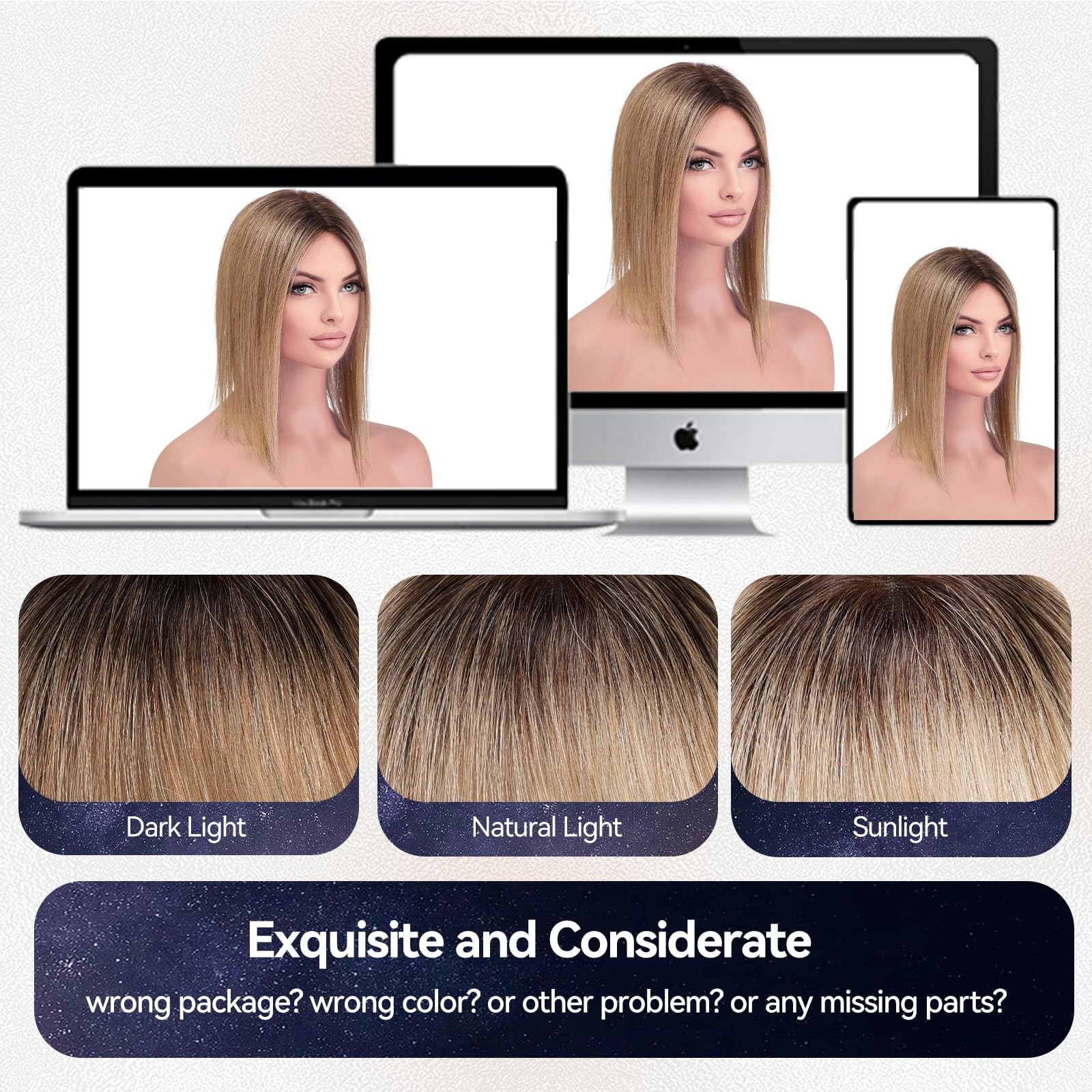 Starluck Hair Toppers For Women Real Human Hair 4.55 Swiss Lace Base Hand-Tied