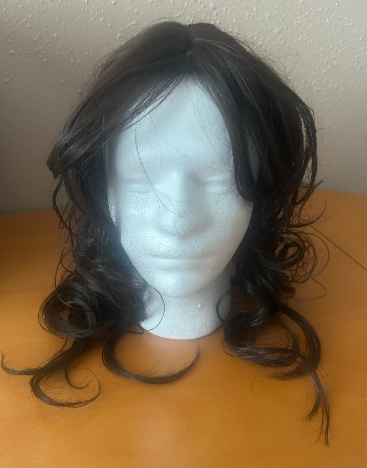 6.3″x6.3″ Dark chocolate Brown Synthetic Hair Wavy Topper for Women Clip in 18″