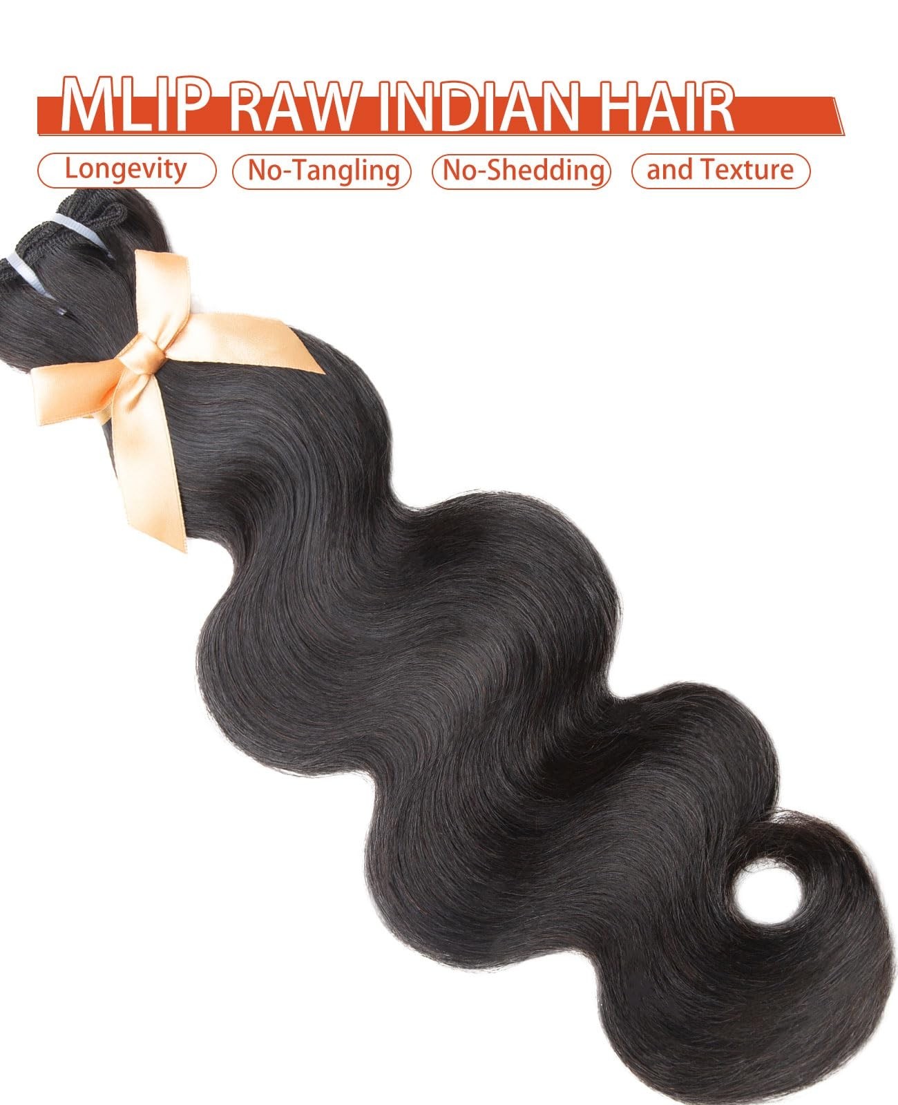 26 Inch Body Wave Human Hair Bundle – 100% Raw Indian, Thick & Silky, No Sheddin