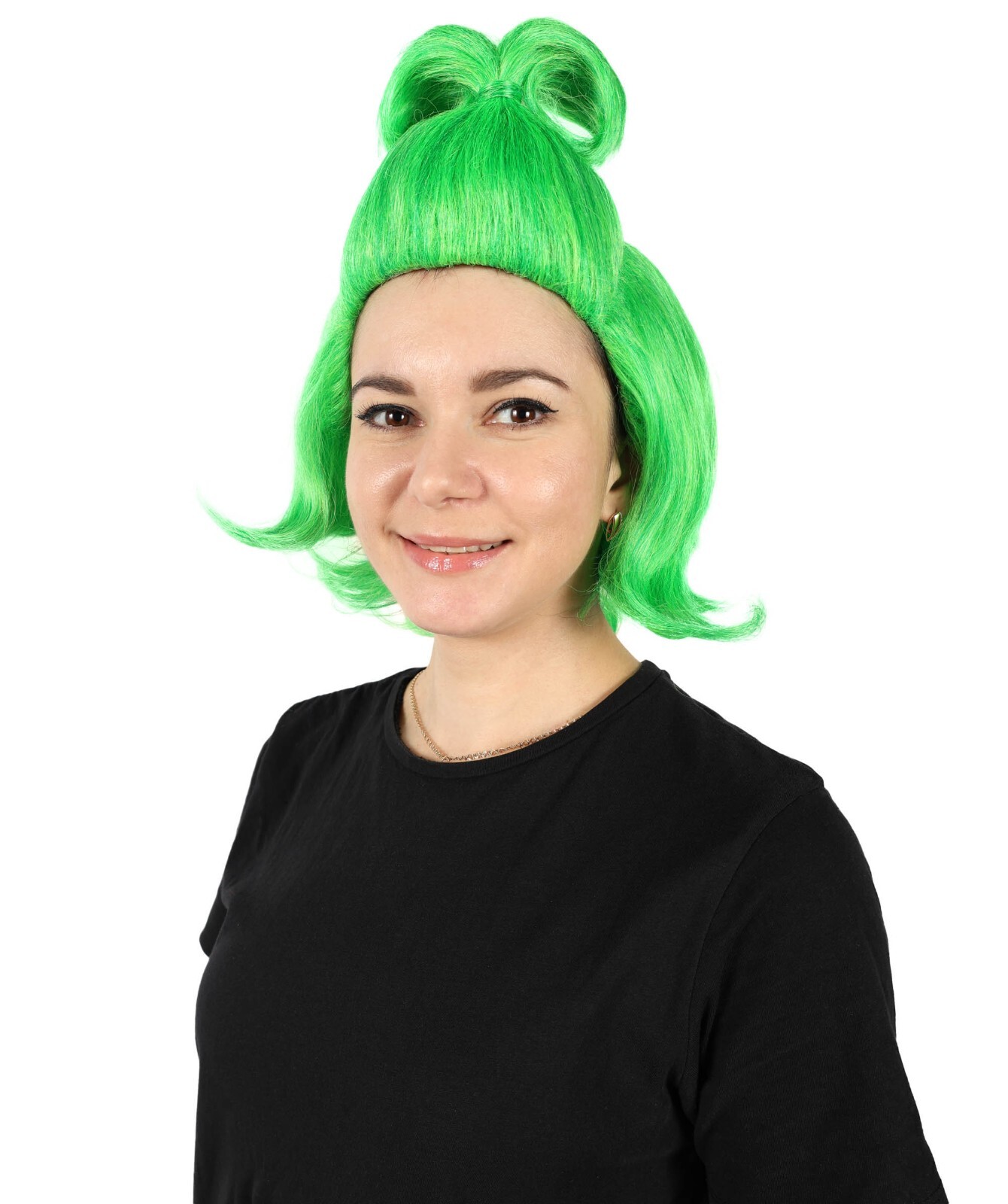 Adult Women’s Green Queen Grinch Wig, Breathable Capless Cap, Flame-Retardant