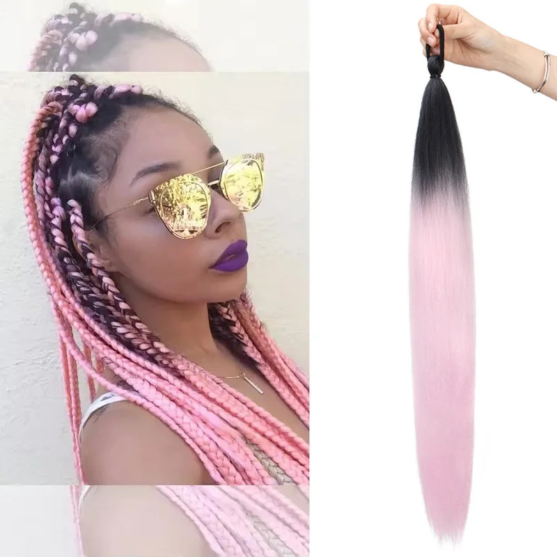 Synthetic Ombre Elastic Band Ponytail Hair Extension DIY Twist Braid for Women