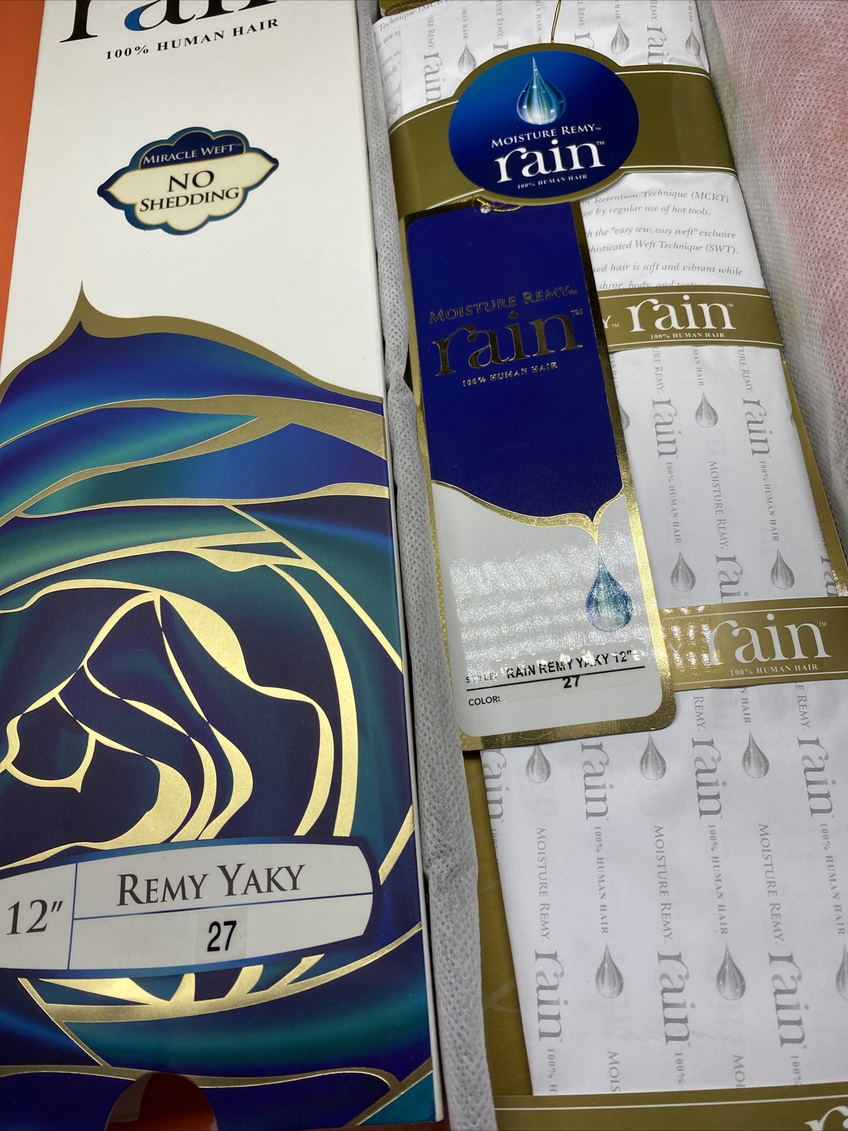 Moisture Remy Rain Yaky_100% Human Hair Weave Extension_12″_#27