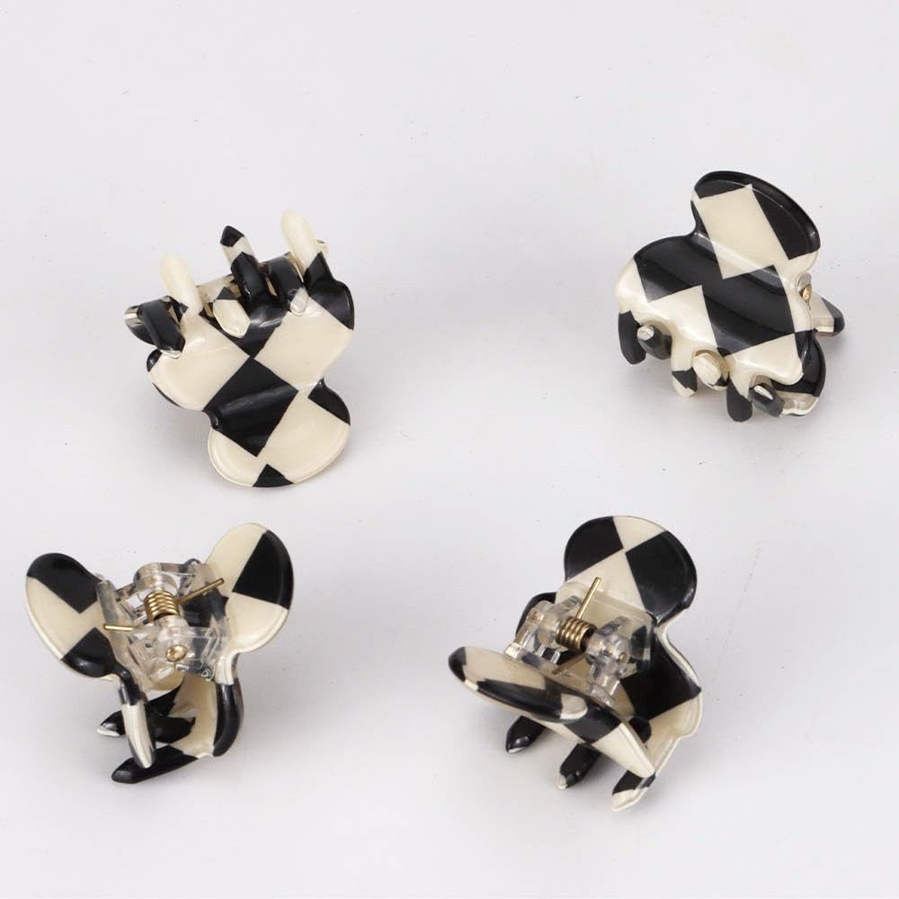 4 PCS Checkered Claw Clip Mini Hair Clips 1 Count (Pack of 4), Multi-colored