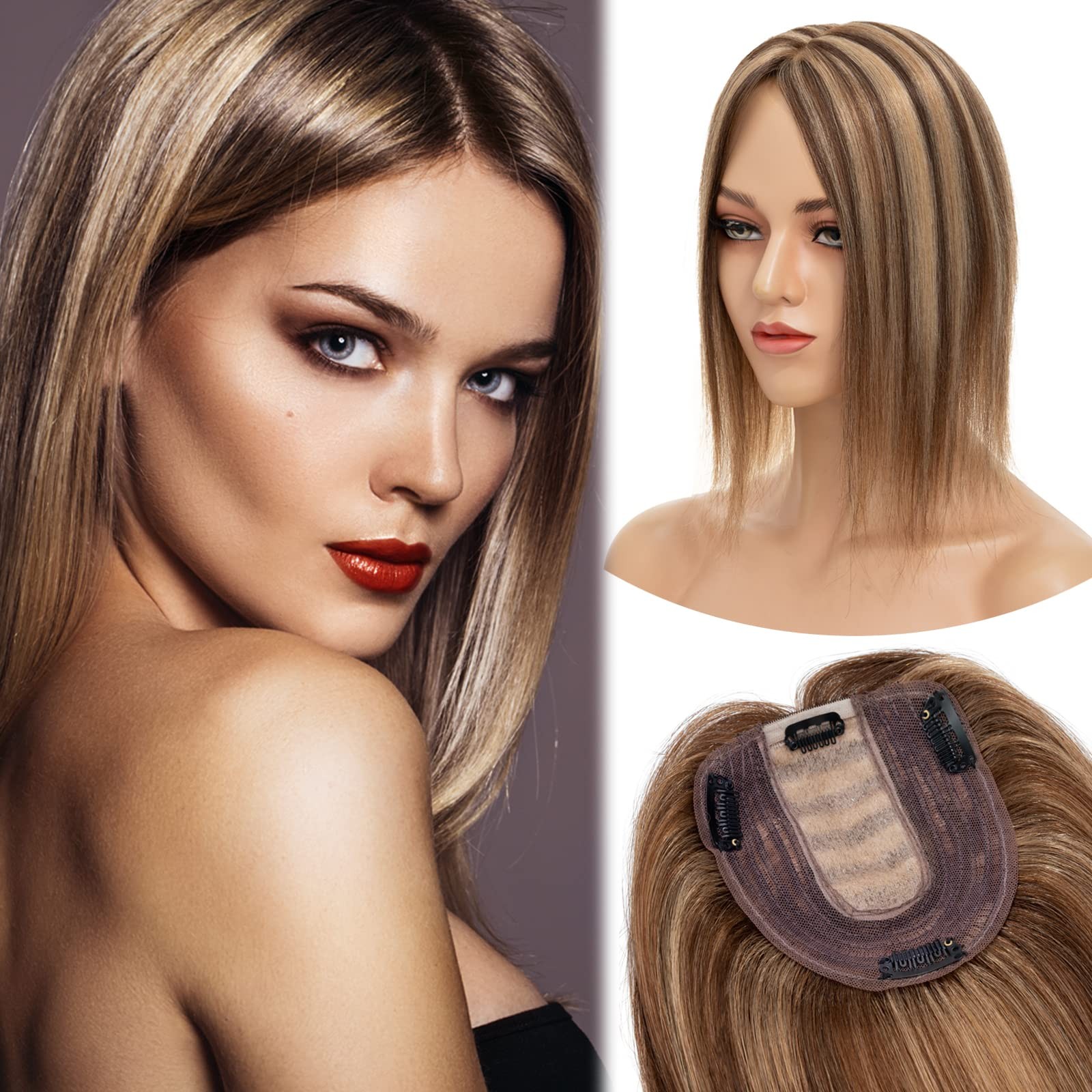 My-Lady Human Hair Toppers For Women Real Human Hair Thin 10 12Cm Silk Base