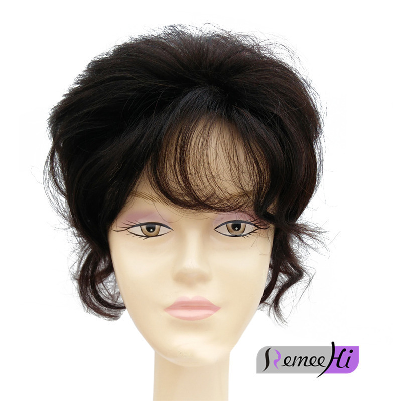 Soft 100% human hair bang air bangs topper hairpiece curly hair clip in topper