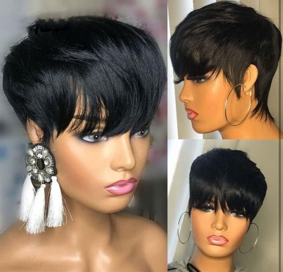 Chic Elegent Pixie Cut Wigs for Black Women Short Layered Pixie Wigs With Ban…