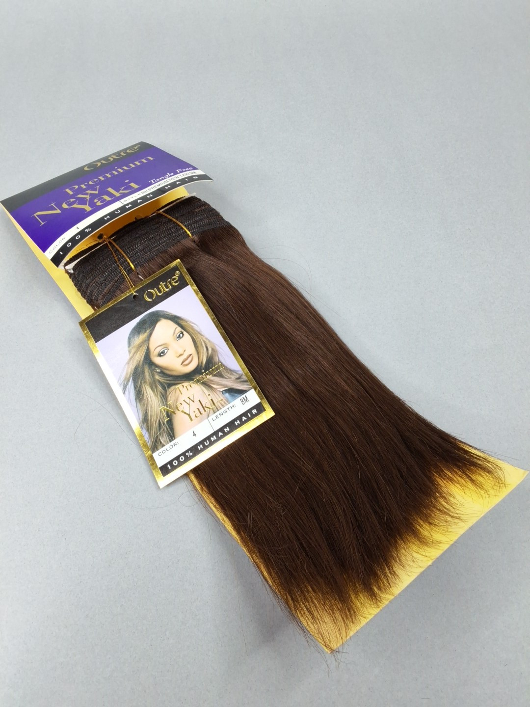 New Yaki #4 Dark Brown 8” Straight 100% Human Hair Extensions