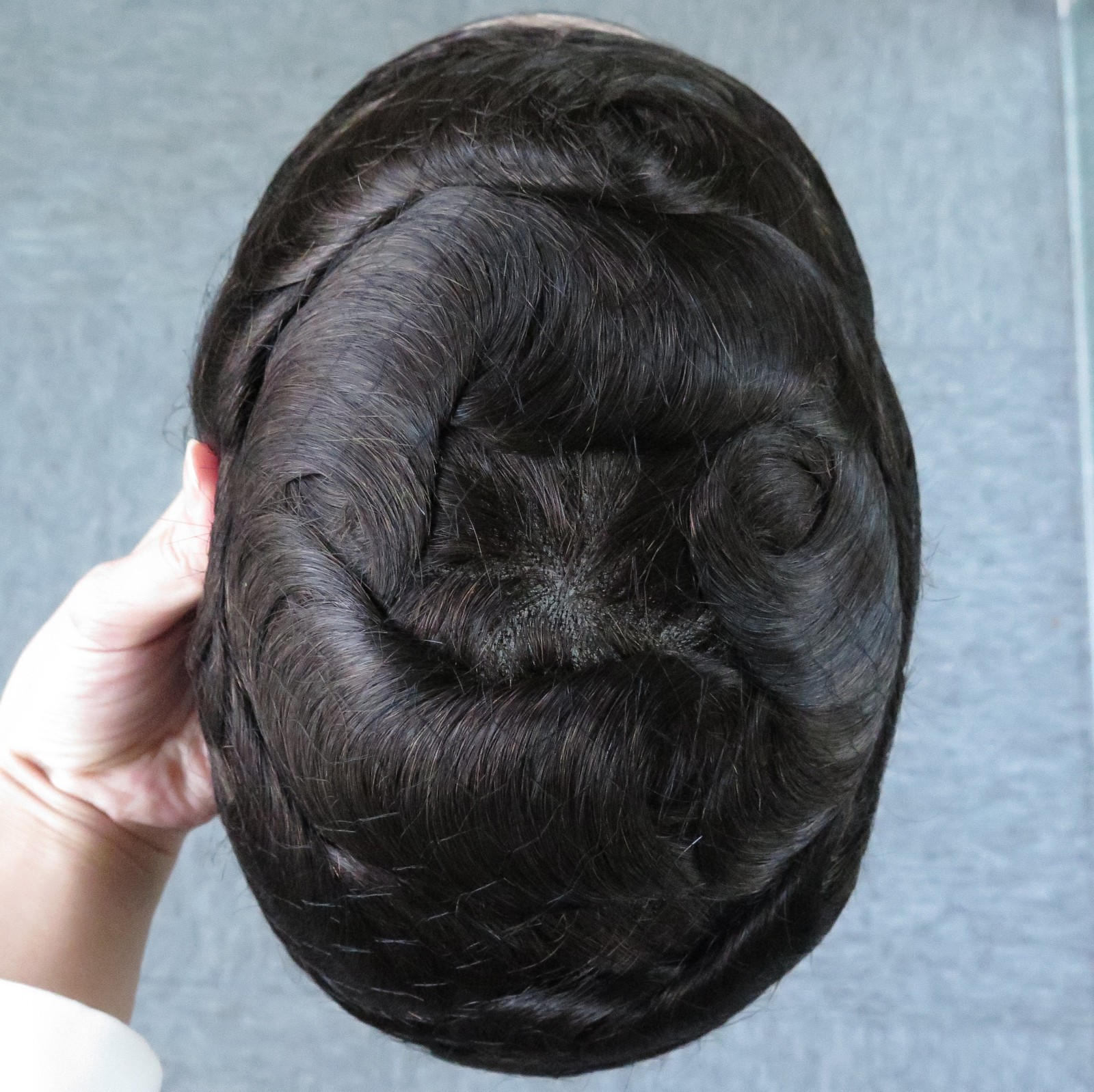 Toupee for Men Human Hair System French Lace Front Mono Hair Versalite 6X9 #1B