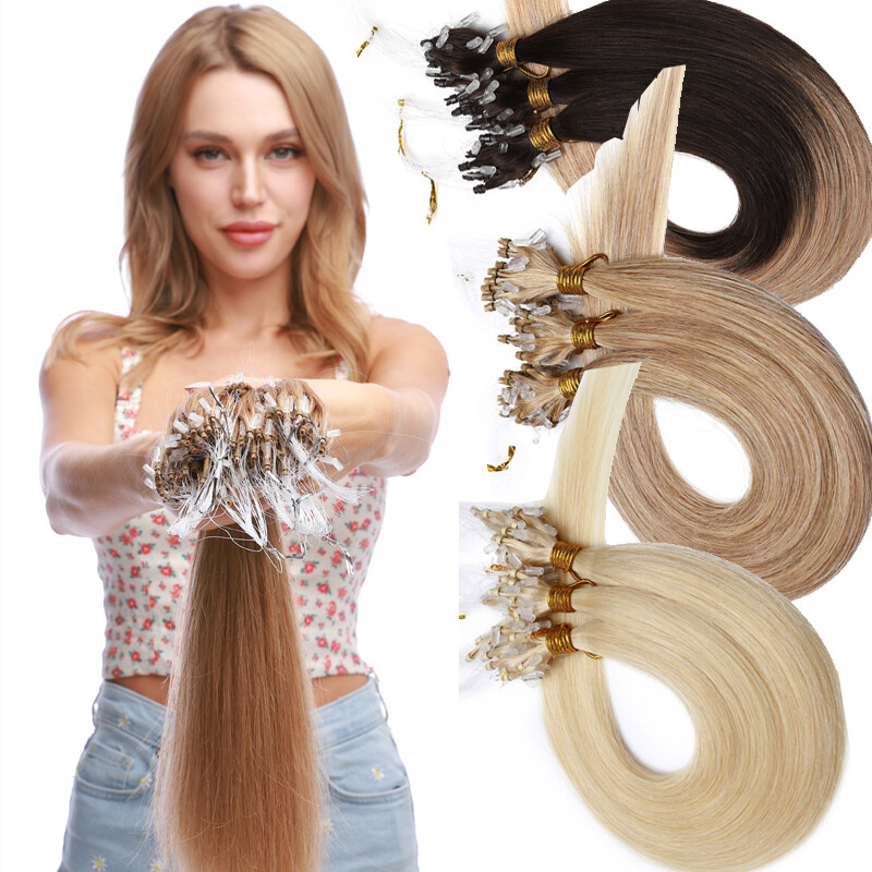 150g Real Thick Micro Ring Human Hair Extensions Loop Microlink Beads Tip 0.5/1g