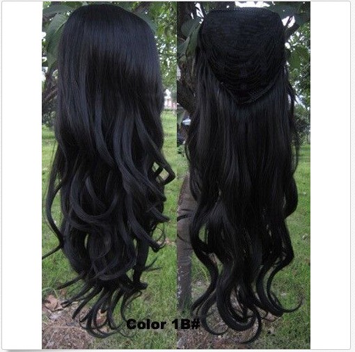 3/4 Fall Half Wig Clip In on Hair Piece Long Wigs Wavy Curly 22″ 200g Synthetic