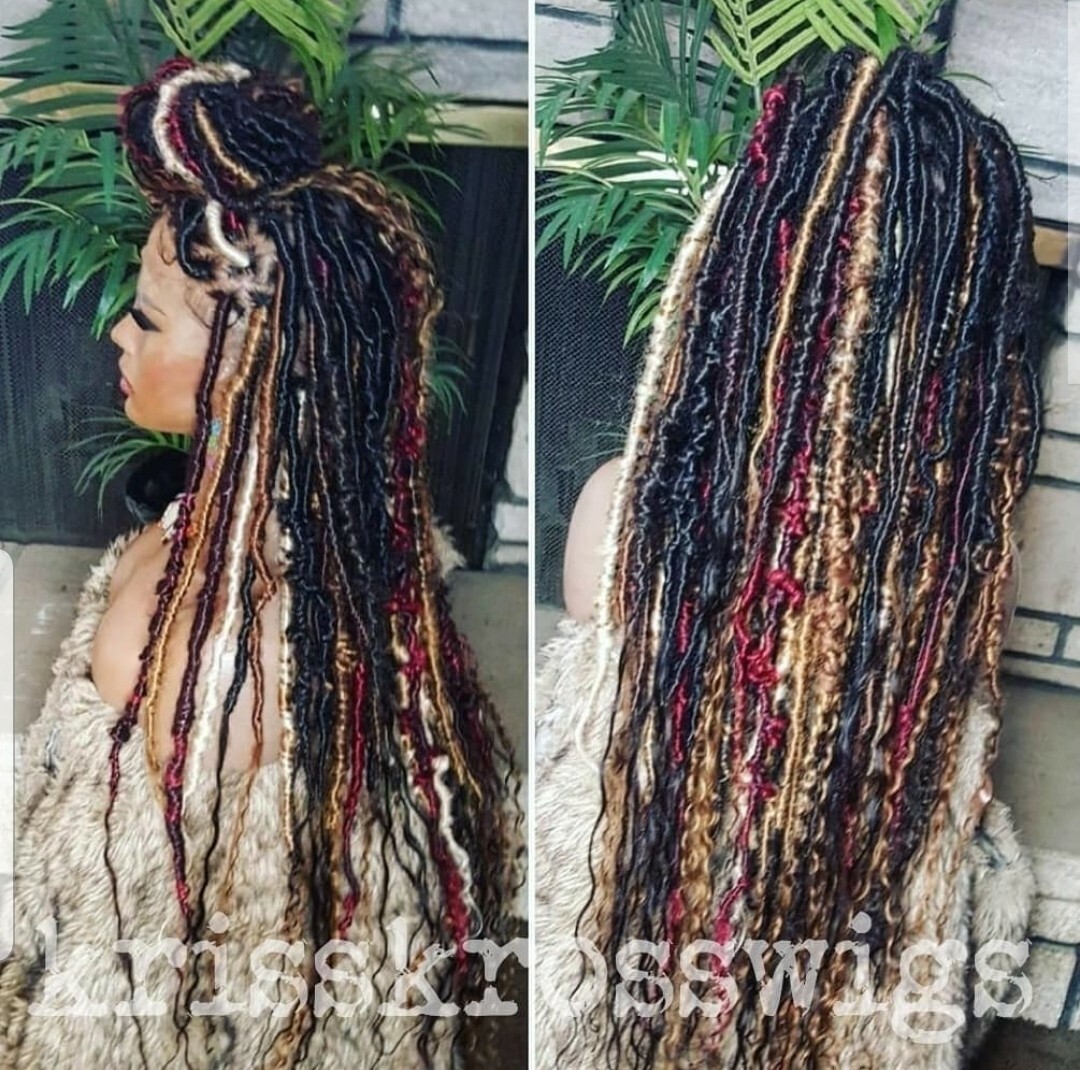 Full LACE multi color human hair blend locs (colors optional)