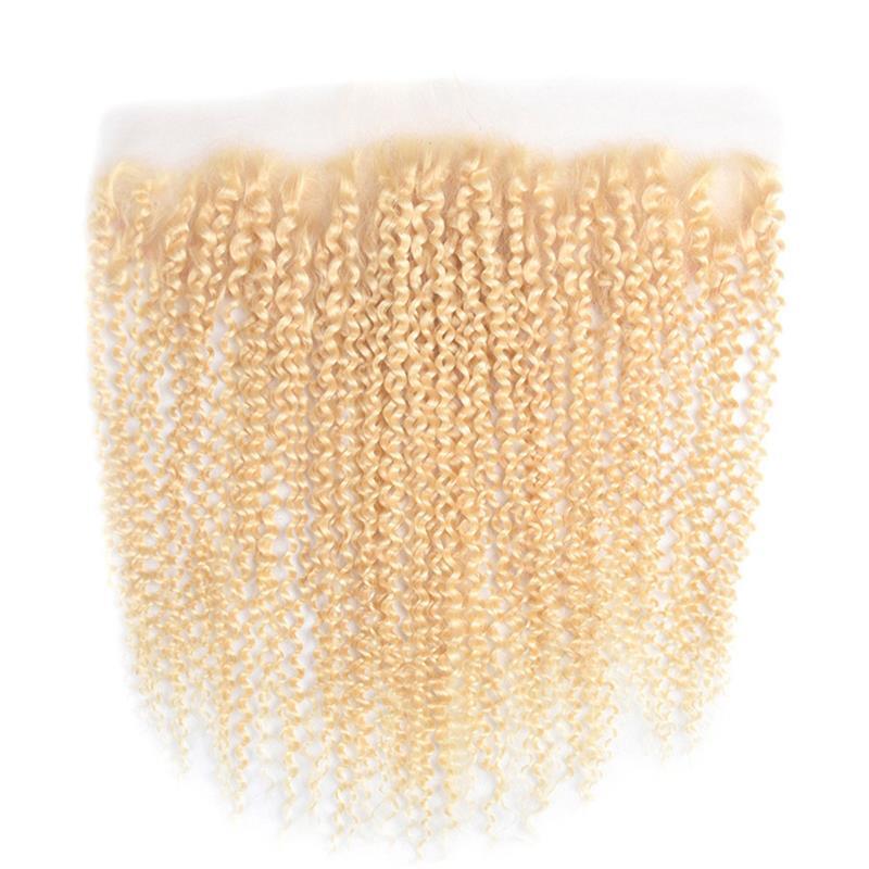 Kinky Curly 613# Brazilian 100% Human Hair Blonde 13X4 Lace Frontal 10-24inch