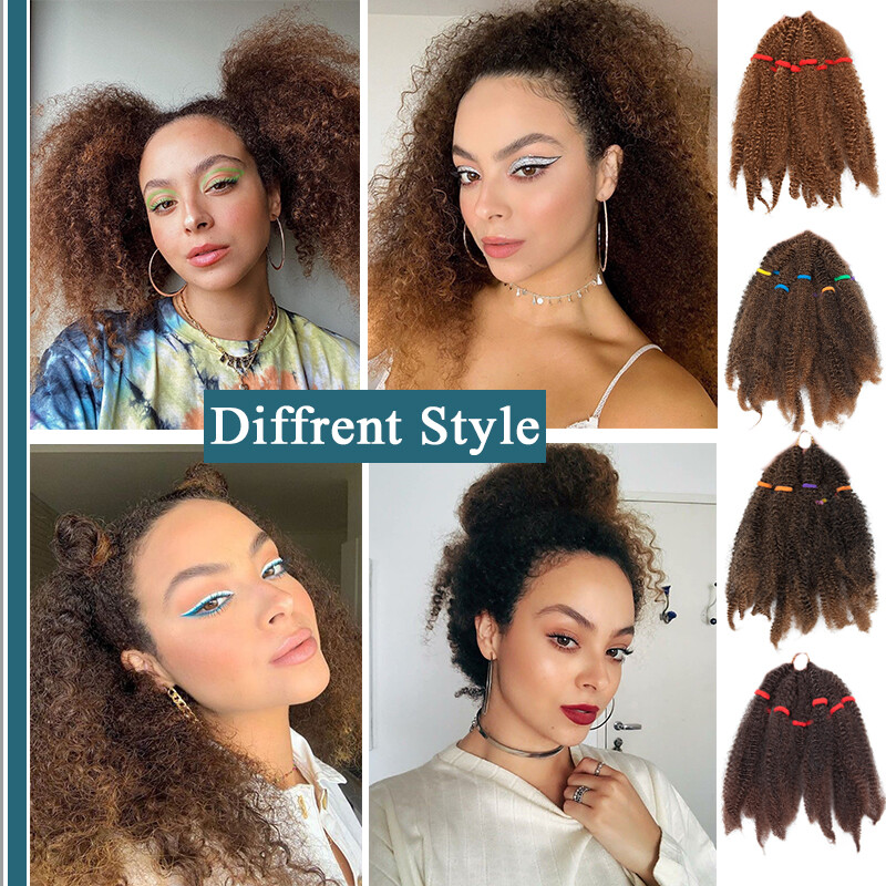 Afro Kinky Bulk Hair Extensions Braiding Bundle Twist Curly Braids 11 inch Short