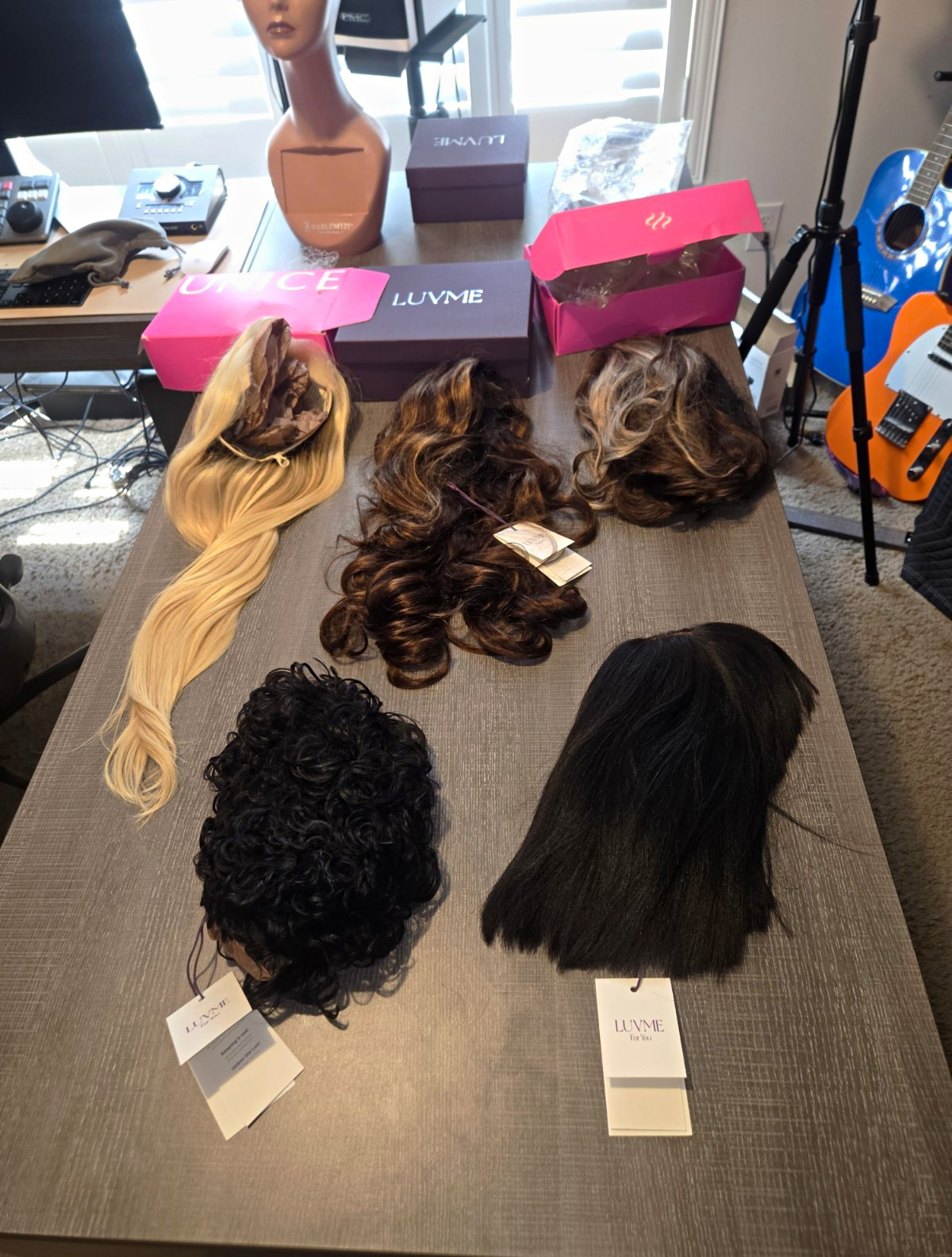 Luvme And Unice Human Hair Wig Blonde/Brown/Black 5 Total =1 PRICE