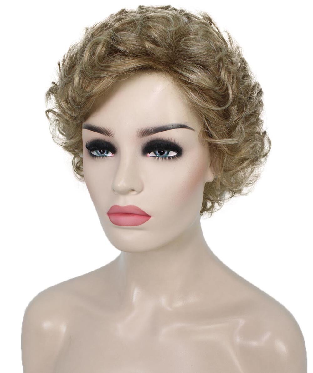 Monroe – Curly Kanekalon Synthetic Fiber Full Wig, 4 – 4.5 in, Ash Blonde