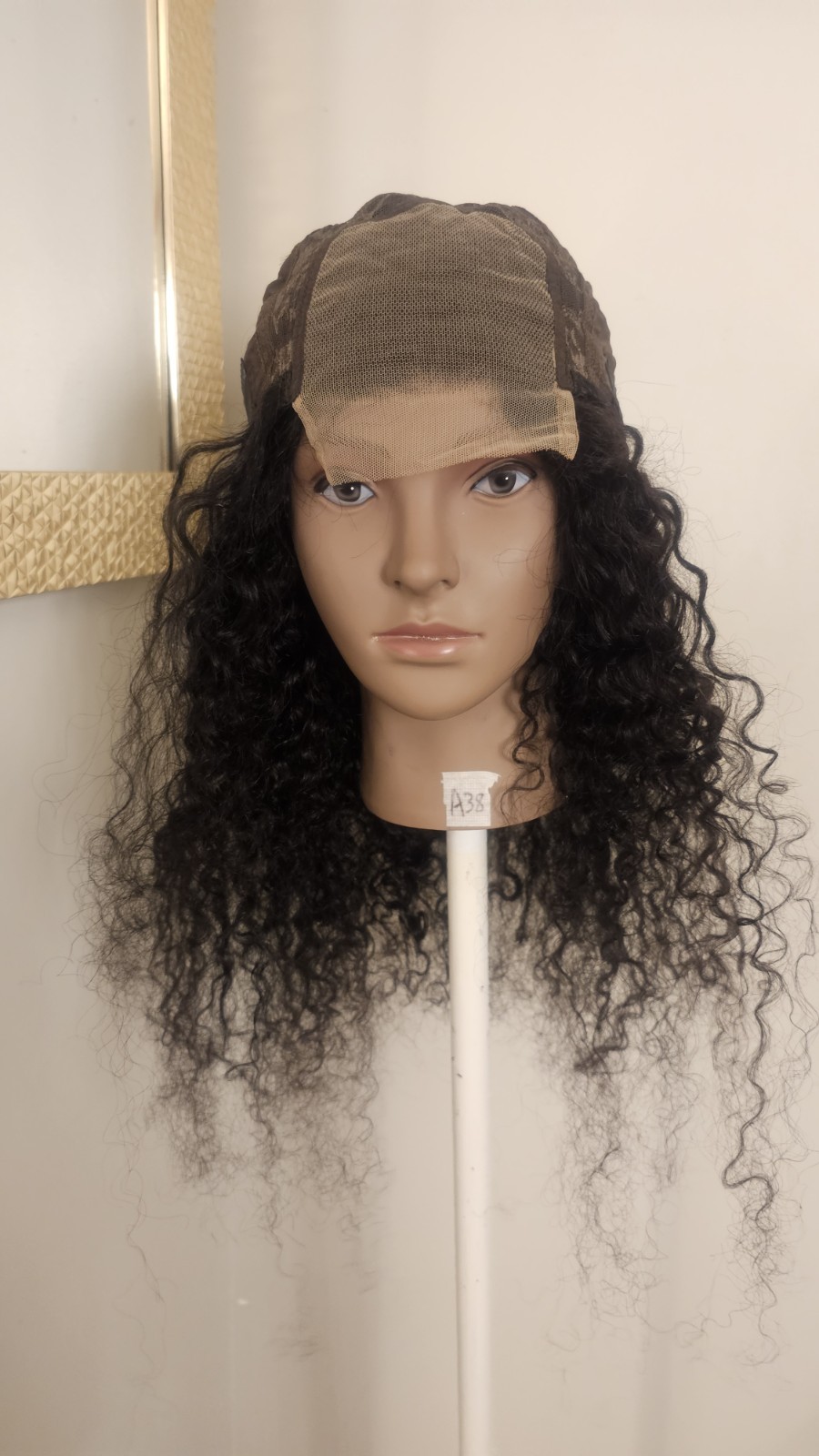 High Quality 26″ black #1B waterwave 100% Virgin Human Hair Lace front Wig. 4×4