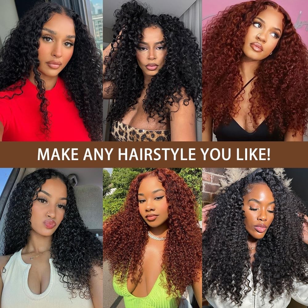 200% Density V Part Curly Human Hair Wig – Glueless Clip-In Half Wig for Black W