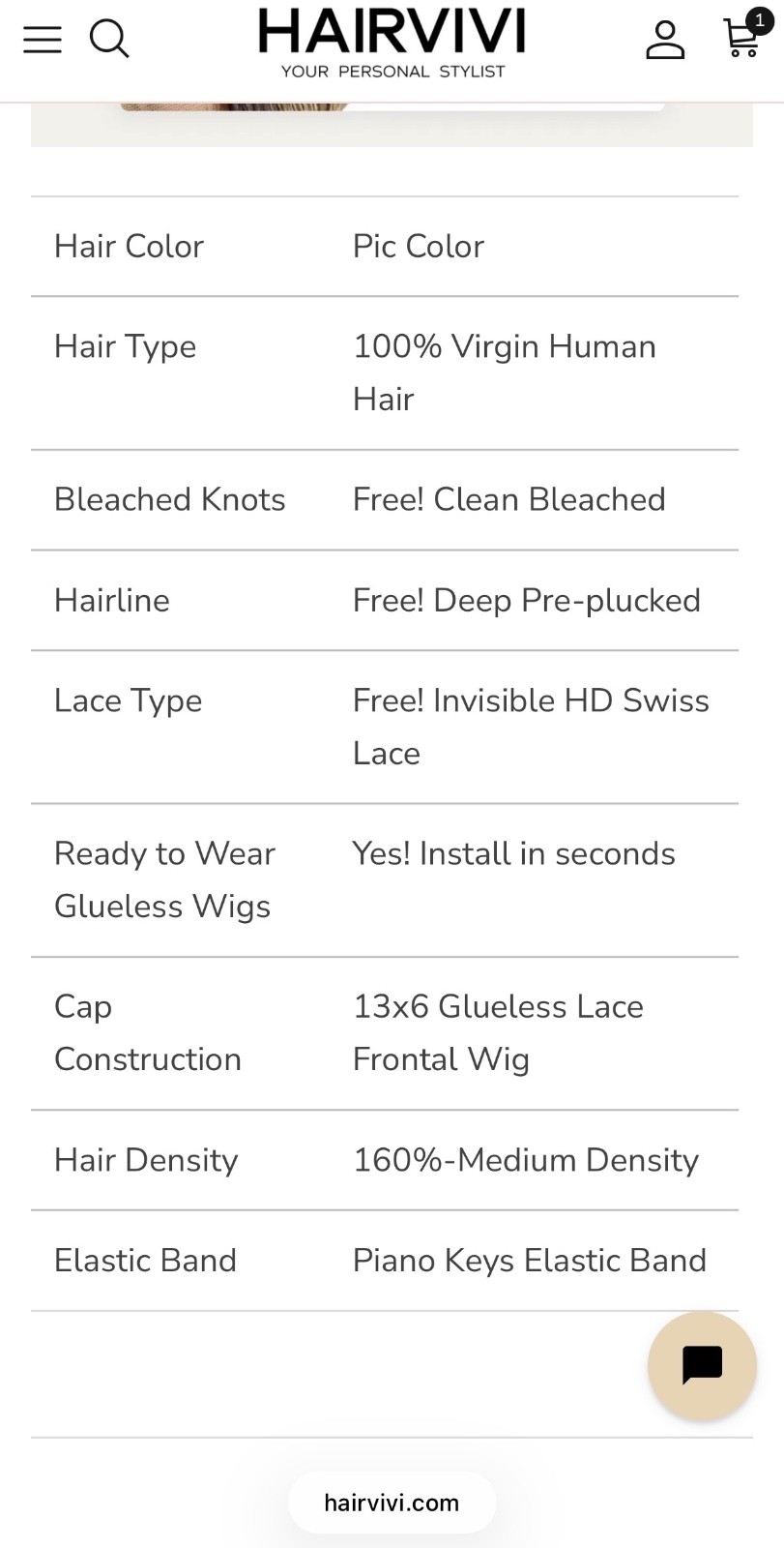 Hairvivi HH Maire wig, 18”, Med cap, Honey lace BWNT&L