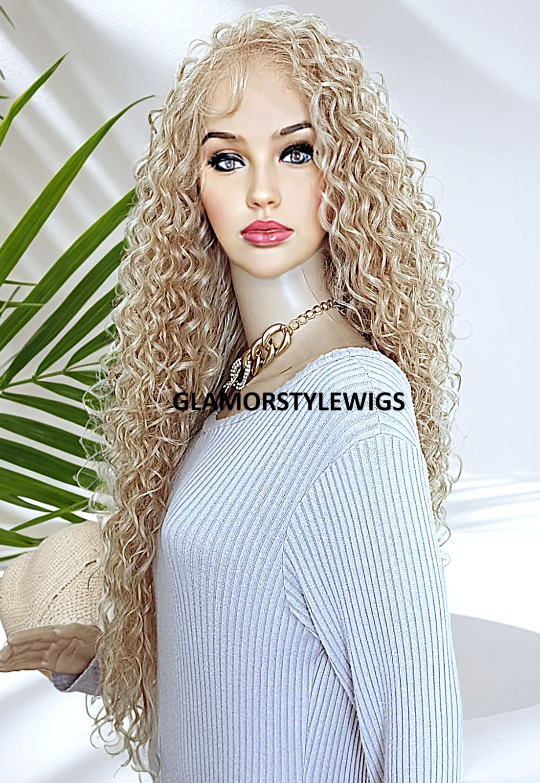 37” FREE PART LACE FRONT FULL WIG LONG CURLY LAYERED MEDIUM BLONDE MIX T27.613
