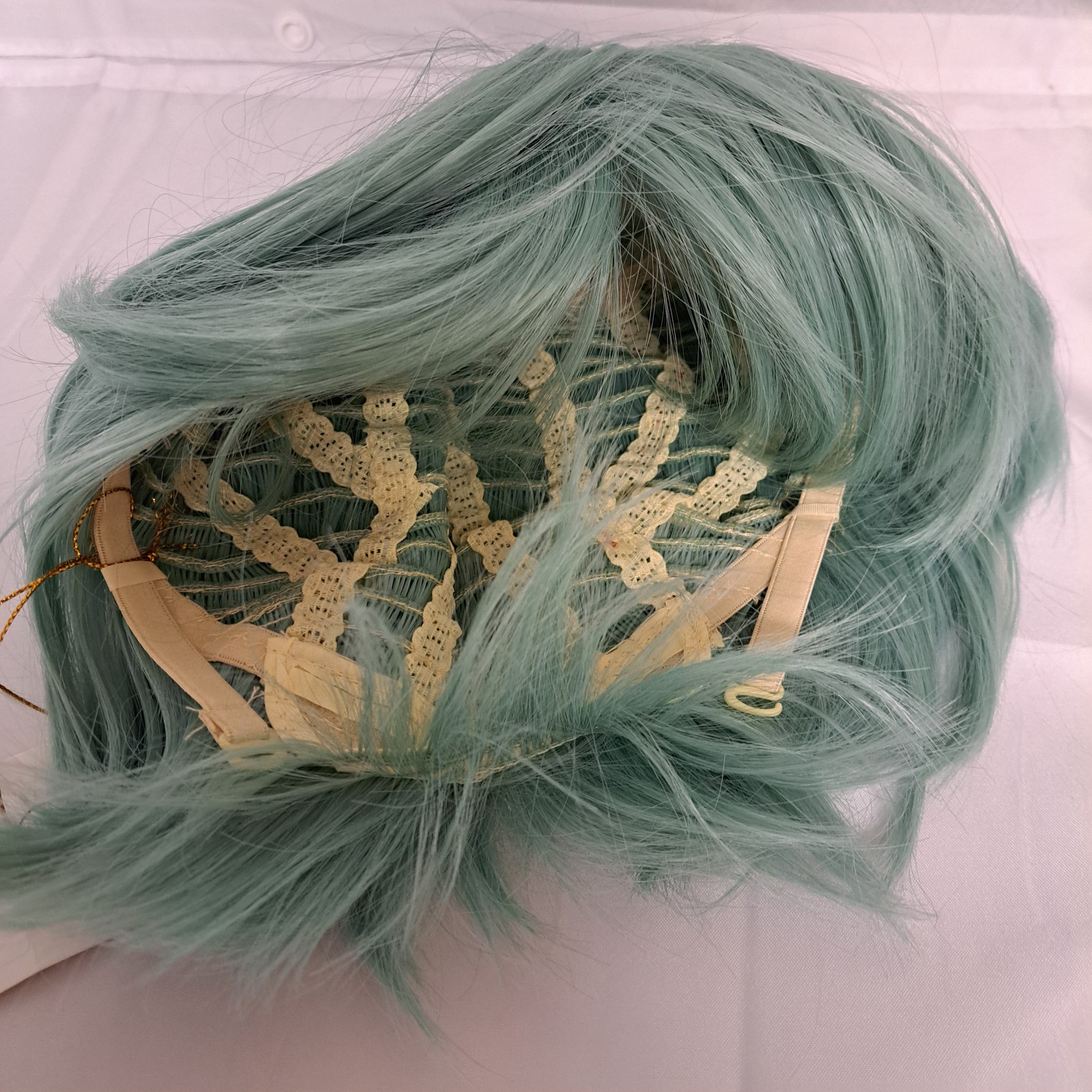 Wig Soft Green Anime Boy Cut bangs synthetic short Halloweeen Cos Play NWT