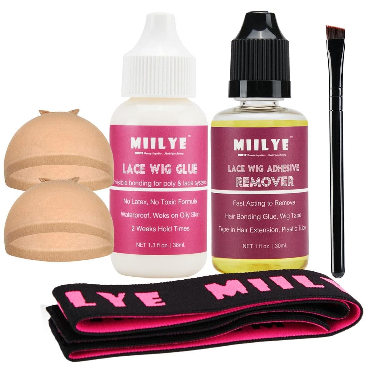 MIILYE Strong Hold Lace Wig Glue Kit Invisible, Water/Sweat Proof + Remover