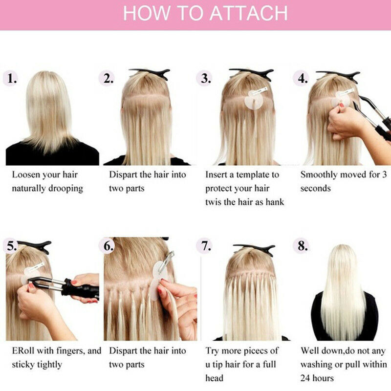 1G Pre Bonded Keratin Fusion Nail U Tip Glue Remy Human Hair Extensions 22″24″