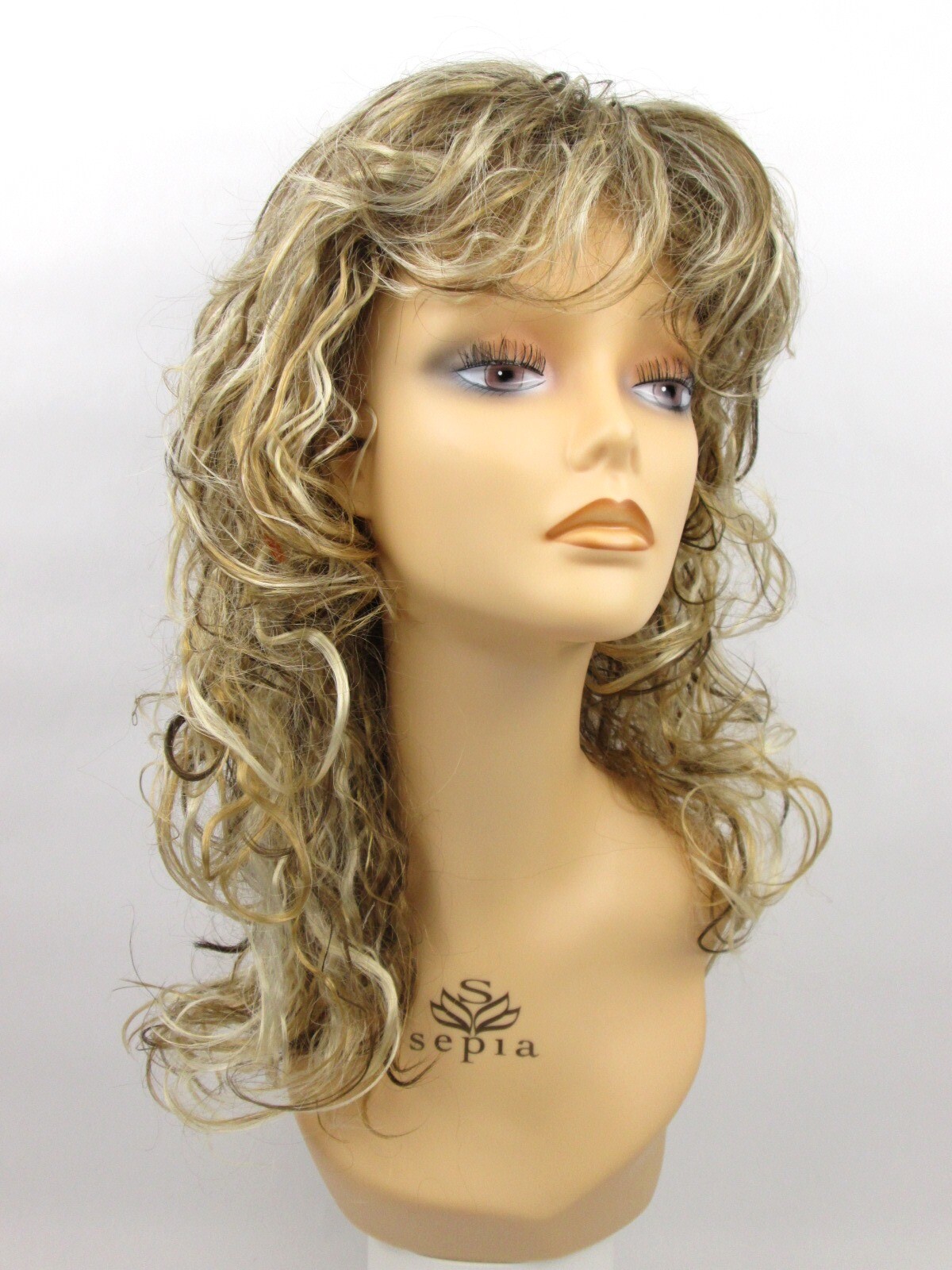 WOMENS MEDIUM LENGTH MIX OF PERM-LIKE & SLIGHTLY CRIMPED CURLS CURLY WIG CECILIA