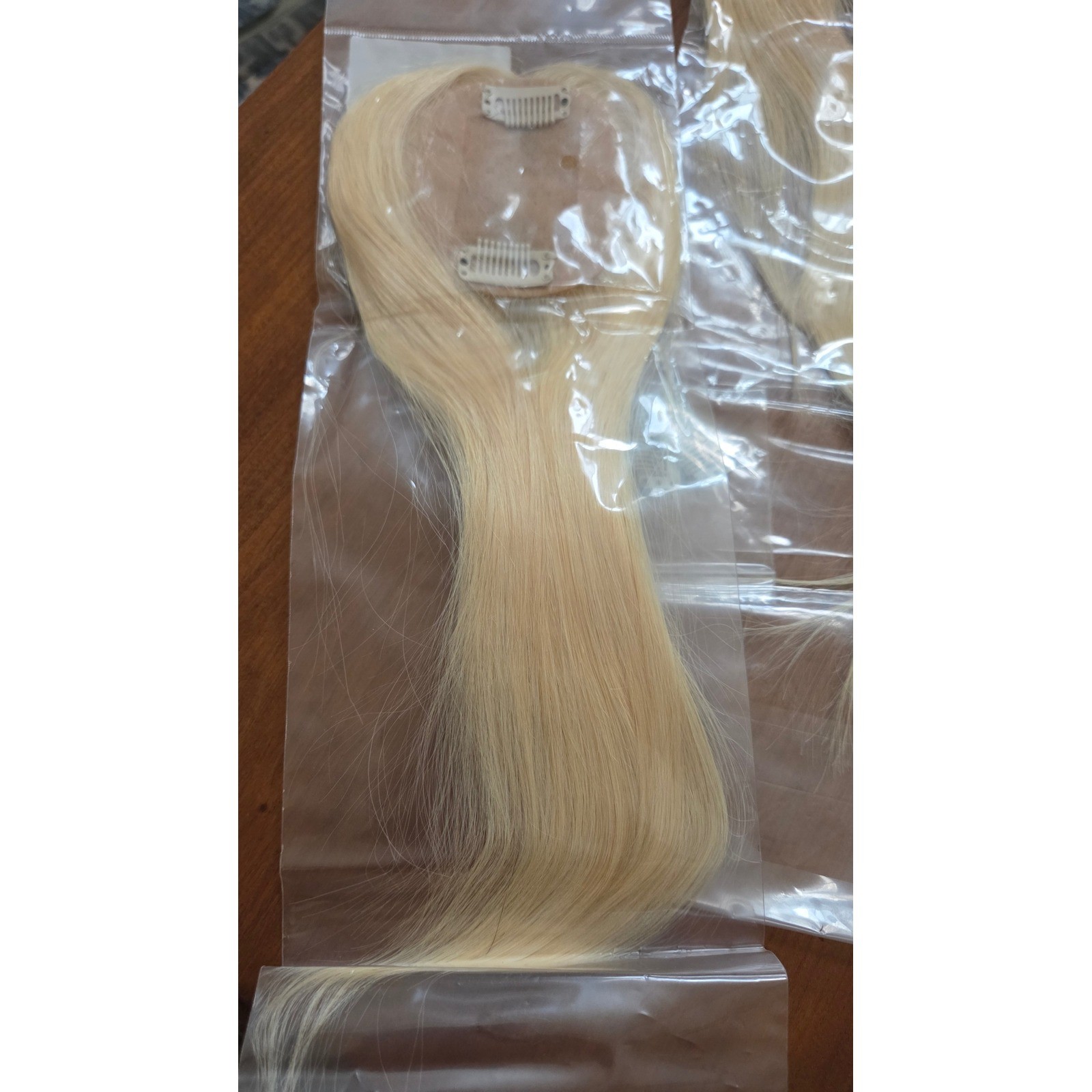 Rosebud Blonde Clip-In Hair Topper Straight Lace Base Hairpiece A01-GD-12-613