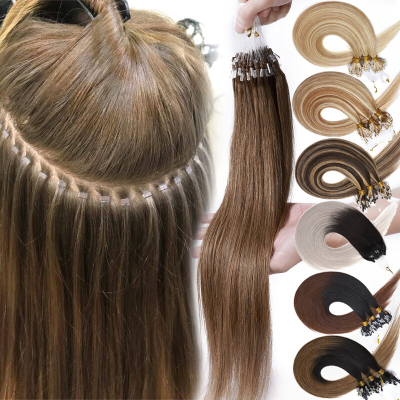 200s Thick 100% Remy Human Hair Extensions Micro Loop Ring Beads Tip Ombre Hair