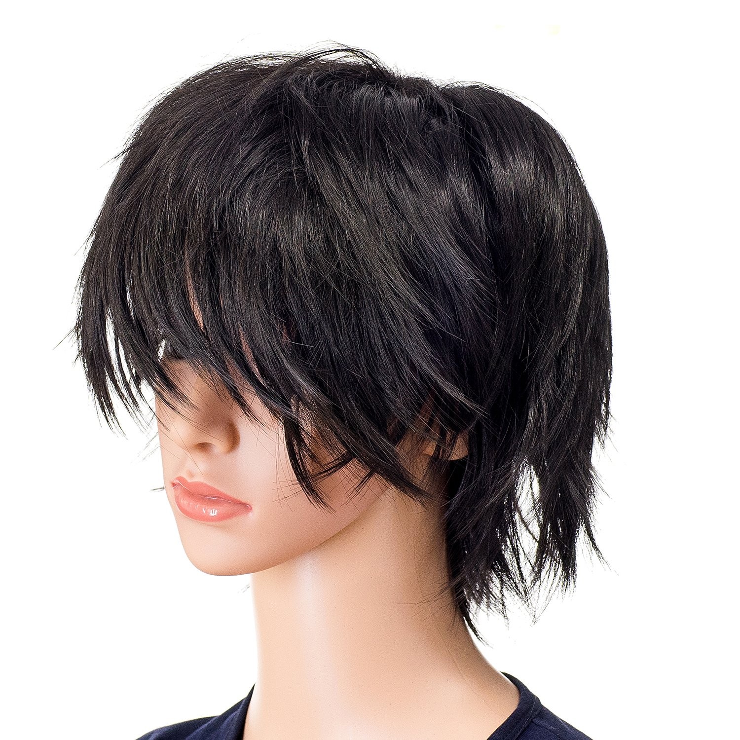 Unisex Fashion Spiky Layered Short Anime Cosplay Wig for Men and Women (1B-Of…