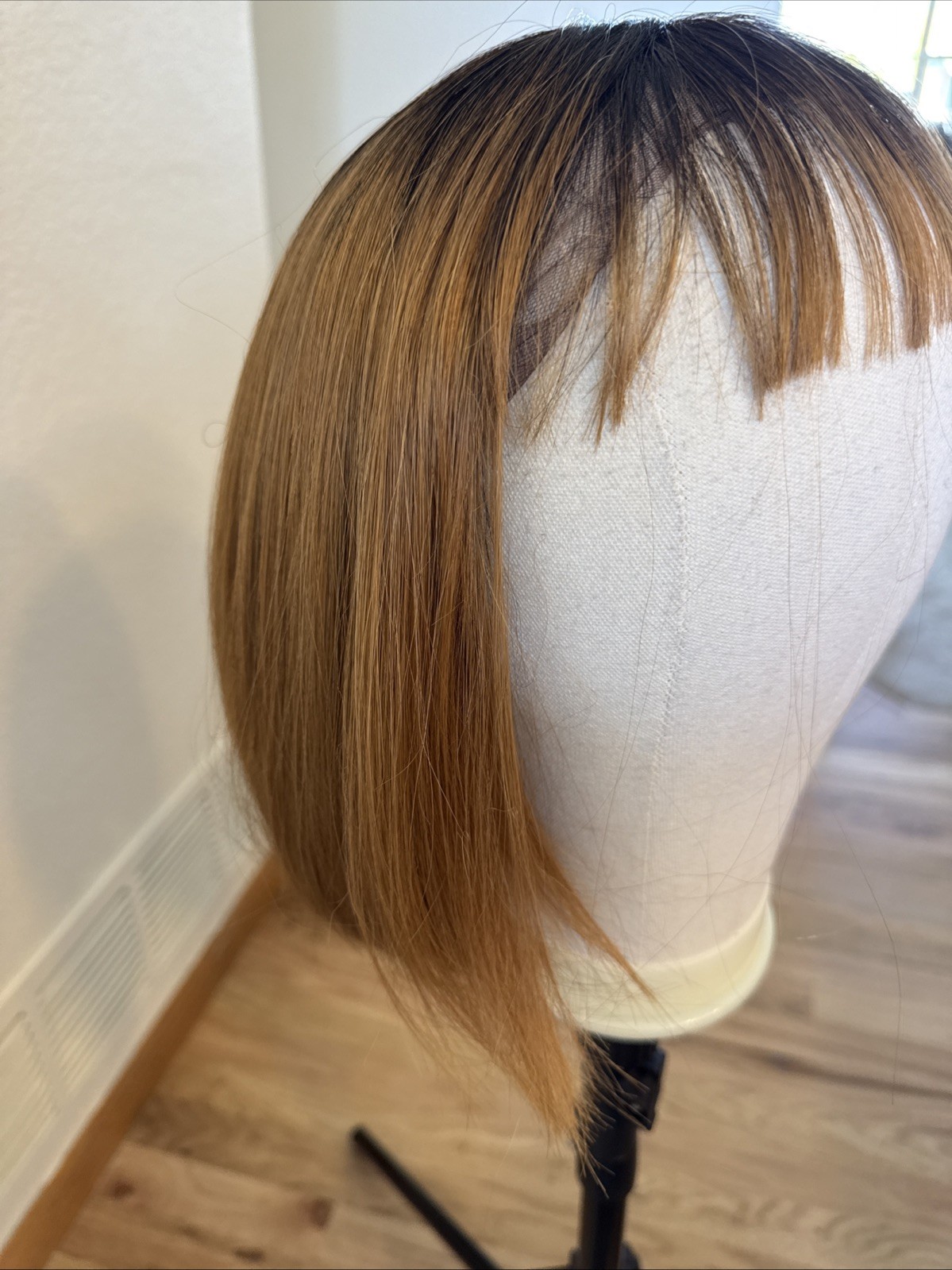 486A Human Blend R J Park Wig Chocolate Brown With Black Ombre 12”