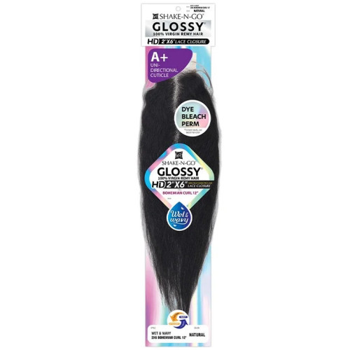 Glossy 2X6 Lace closure Wet&Wavy Bohemian 12″
