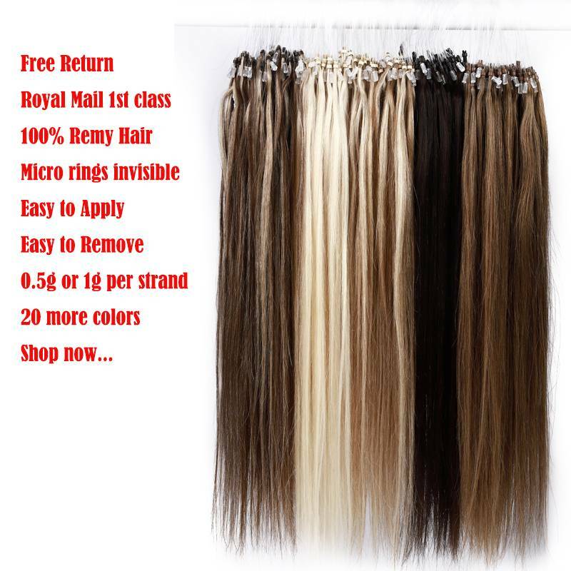 1G Micro Ring Loop Nano Beads Hair Extensions 100% Real Remy Human Hair THICK US