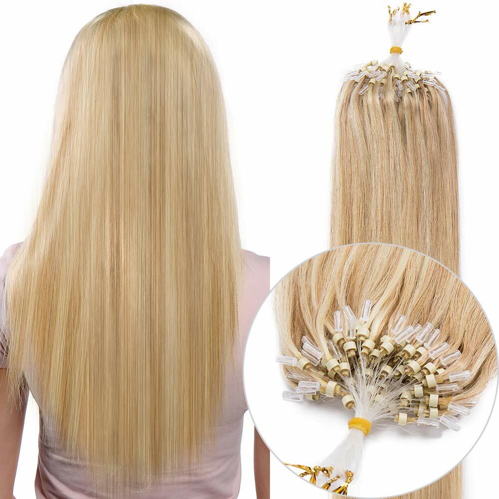 Micro Ring Beads Loop Tip Hair Extensions Russian Real Human Hair Remy Straight