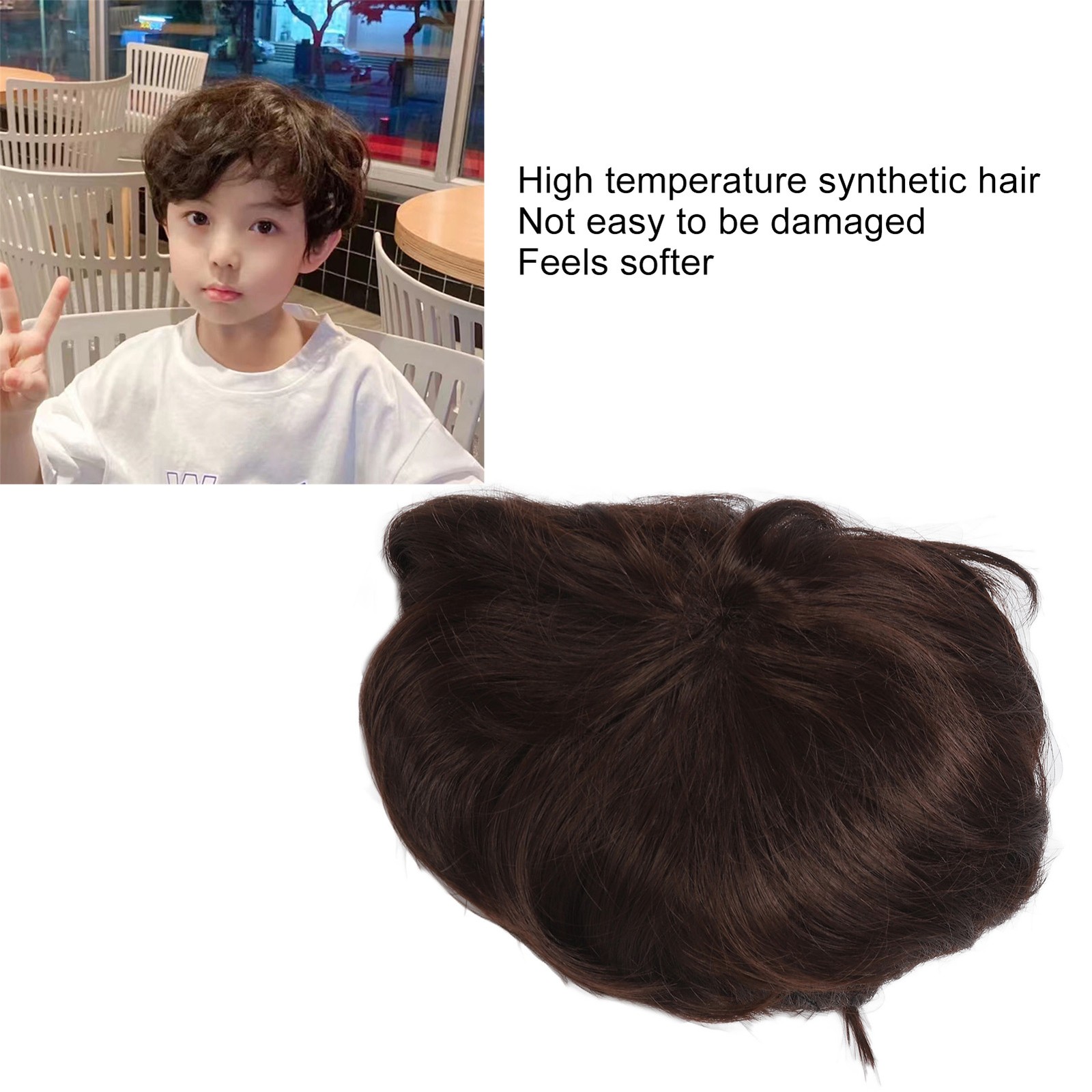 Boy Curly Short Wig Boy Fluffy Texture Curly Short Synthetic Hair For Childern