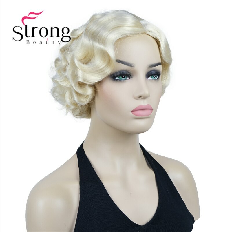 Finger Wave Wig Bob Short Curly Synthetic Hair Women 1920s Cosplay Party