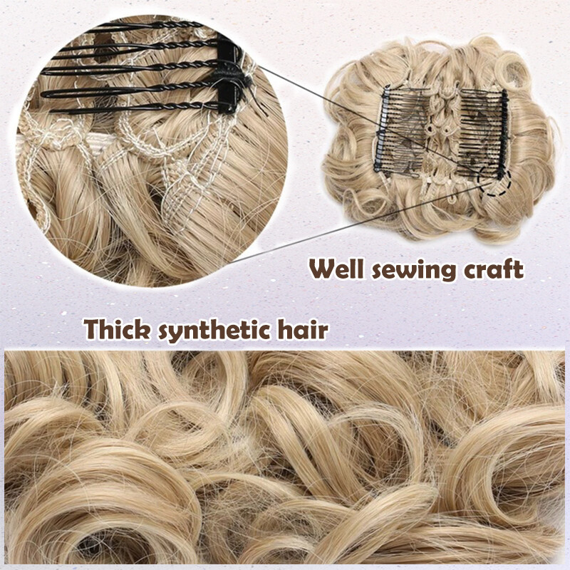 Messy Curly Extra Thick Bun Chignon Hair Piece with Comb Clip in Hair Extensions