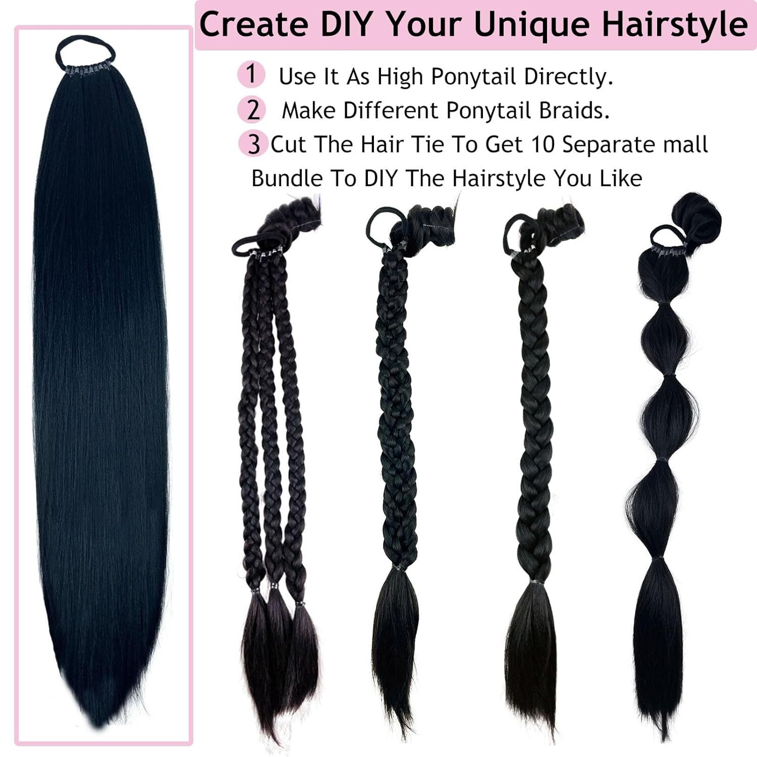 Ponytail Extension Warp Around Pony Tail with Hair Tie 24inch Long Synthetic