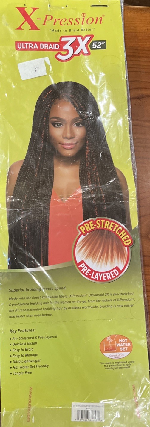 X-Pression 52” Ultra-Braid Hair Pre-stretched 3x Pre-layered Braiding Hair