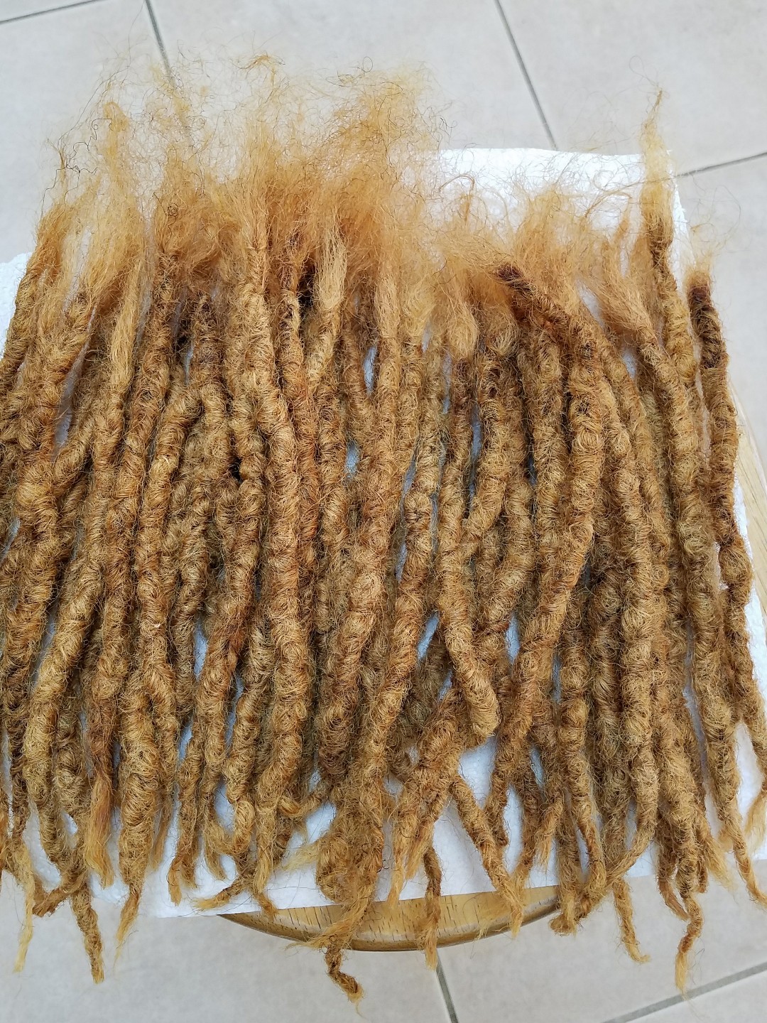 100% nonprocess Human Hair Locks handmade 8 pieces 1 cm thick up to 14″ Blonde