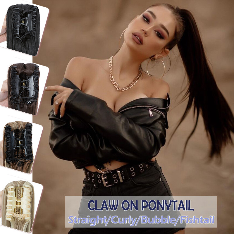 Claw Clip Ponytail Hair Extensions Real As Human Pony Tail Long Wavy Hairpiece