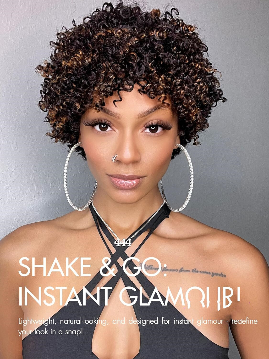 Blonde Highlights Afro Kinky Curly Pixie Cut Wig 150% Full Machine Made Wig