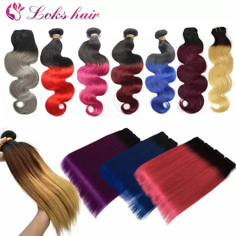 3 bundle + closure 4×4 1b#purple Body Wave Hair Human 8”
